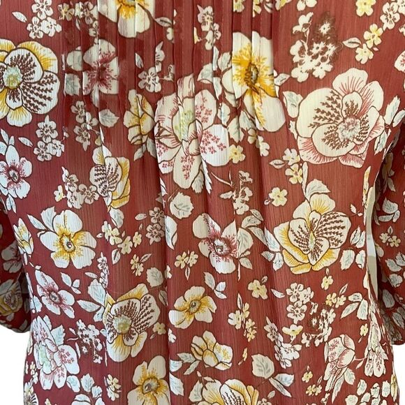 Torrid Peasant Style Blouse Floral 3/4 sleeve Rust Cream Yellow  Plus Size 00 - Picture 13 of 15